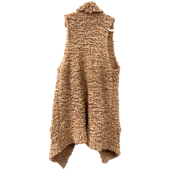 Altar’d State Teddy Drape Collar Cardigan Vest Medium Open Front Boho Soft Tan - Picture 4 of 8